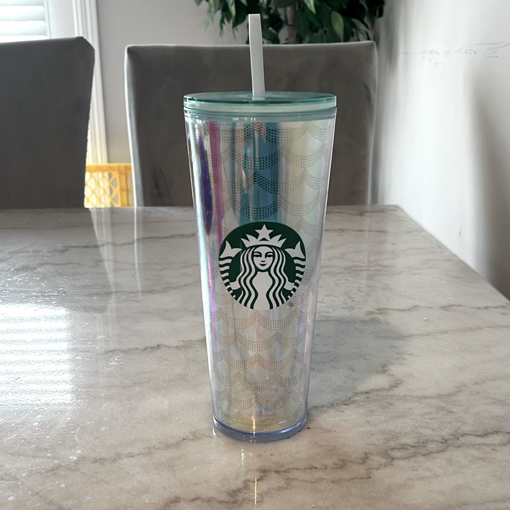 2019 Starbucks Acrylic Iridescent Rainbow Mermaid Scales Tumbler